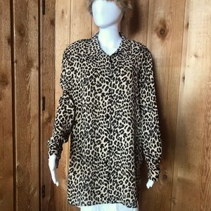 Vintage 80s Liz Claiborne oversized Leopard print silky shirt